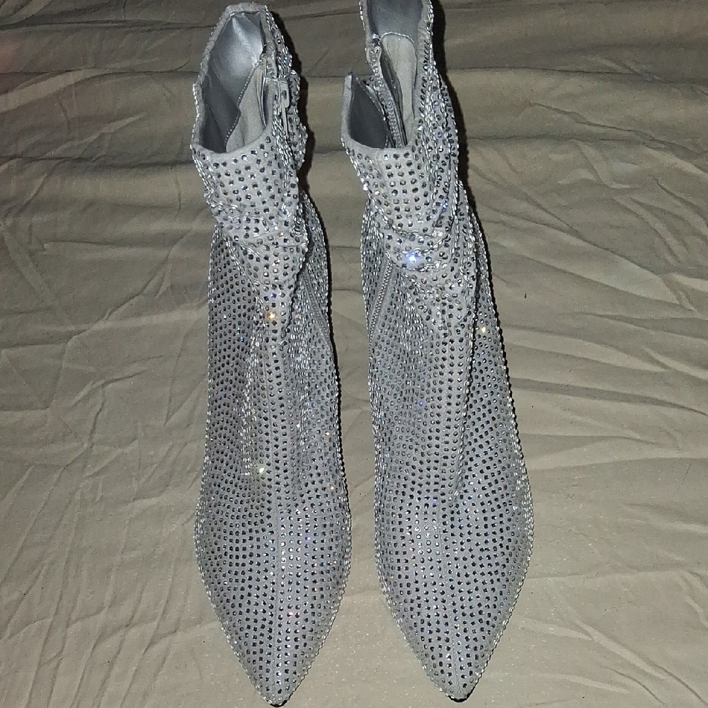 Elegant Silver Women's Ankle Boots